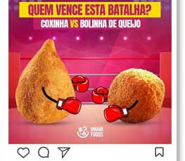 montagem de duas coxinhas simulando uma luta de boxe relacionada á sabores